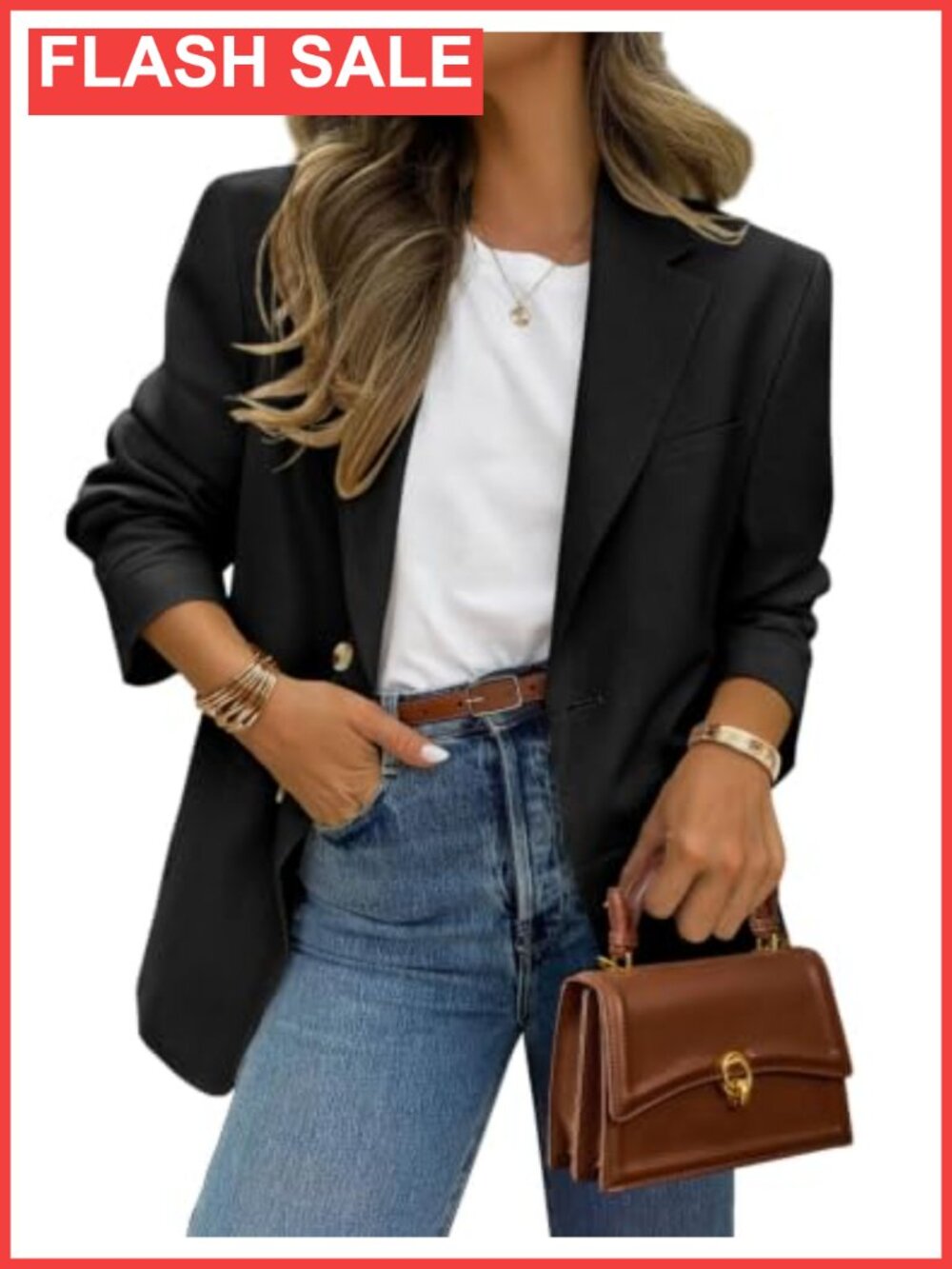 Women's Notch Lapel Blazer with Pockets, Polyester Elastane, Business Casual
